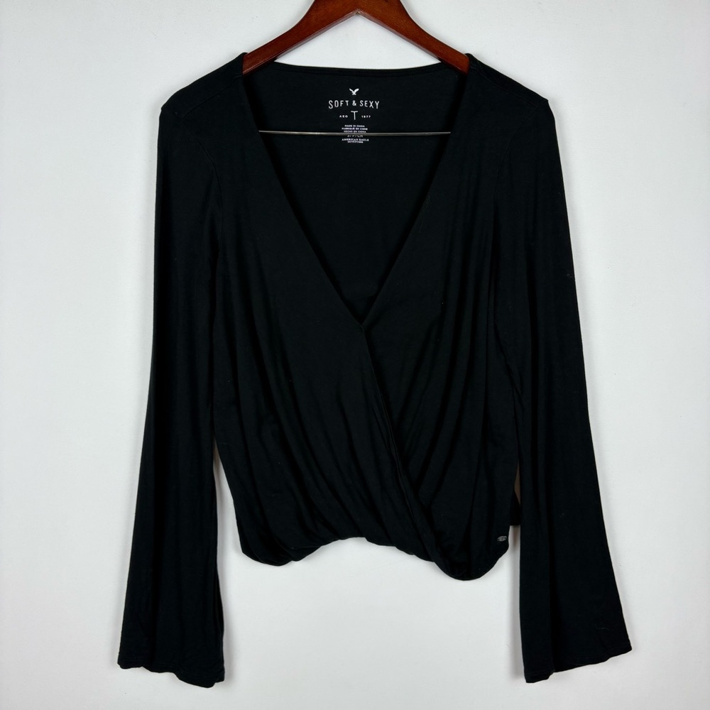 American Eagle Outfitters Soft‎ & Sexy V-Neck Flare Sleeve Long Sleeve Top